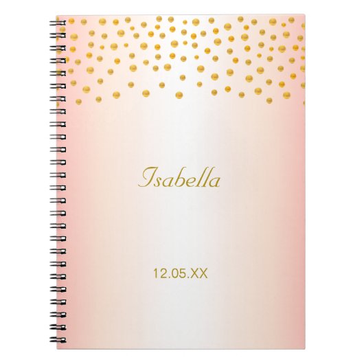 Carnet Calligraphie et confettis dorés sur rose gold (Devant)
