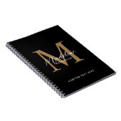 Carnet Calligraphie minimale en noir et or Monogramme (Côté Droit)