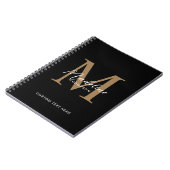 Carnet Calligraphie minimale en noir et or Monogramme (Côté gauche)