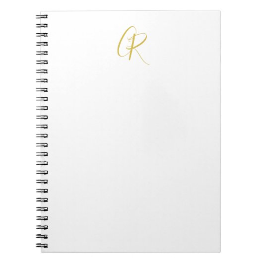 Carnet Calligraphie Monogramme Couleur Or Moderne Simple (Devant)