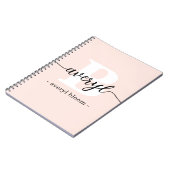 Carnet Calligraphie Monogramme Fille Nom initial Blush Ro (Côté gauche)