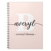 Carnet Calligraphie Monogramme Fille Nom initial Blush Ro (Devant)