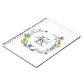 Carnet Calligraphie Papillons Fleurs Monogramme Script (Côté gauche)