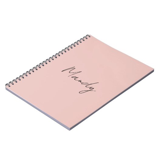 Carnet Calligraphie Rose Doré Élégant Simple Nom Plain (Côté gauche)