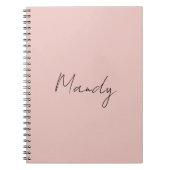 Carnet Calligraphie Rose Doré Élégant Simple Nom Plain (Devant)