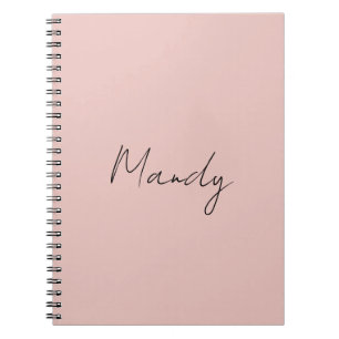 Carnet Calligraphie Rose Gold Élégant Simple Nom