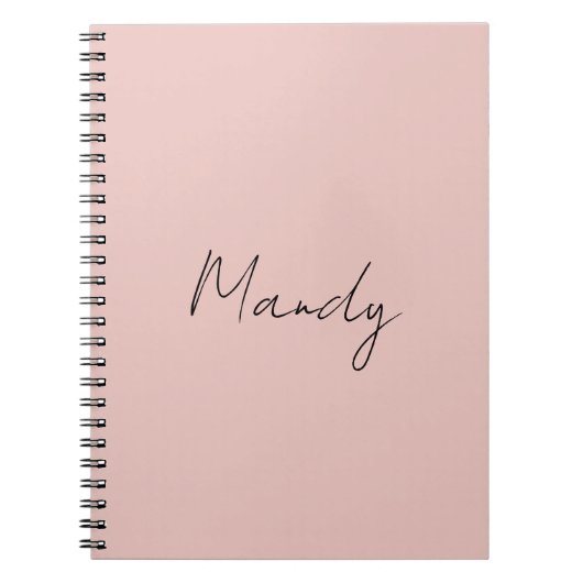 Carnet Calligraphie Rose Gold Élégant Simple Nom (Devant)