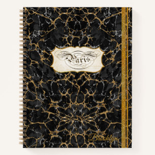 Carnet Calligraphie Script Paris Vintage Noir et Or