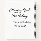 Carnet calligraphie simple minimale joyeux 2ème anniversa (Dos)