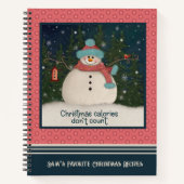 Carnet Calories Noël Snowman mignonne Citation rose Recet (Devant)