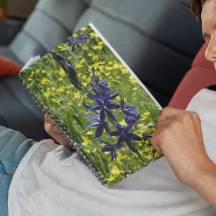 Carnet Camassia bleue et fleurs sauvages jaunes Floral