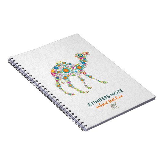 Carnet Camel Floral Retro coloré et Damas blanches (Côté Droit)