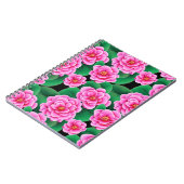Carnet Camellias rose Fuchsia et Feuilles verts Jade (Côté gauche)