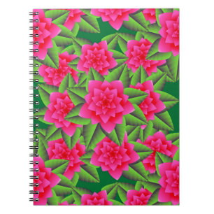 Carnet Camellias roses de Fuschia et Feuilles verts