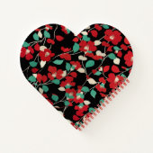 Carnet CAMELLIAS ROUGES, FEUILLES BLANCS VERTS NOIR Flora (Dos)