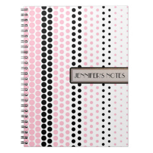 Carnet Cameo rose et noir à pois