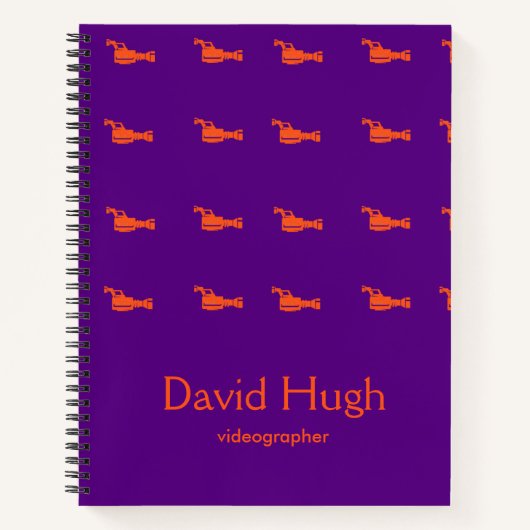 Carnet Caméra vidéo silhouette orange violet (Devant)