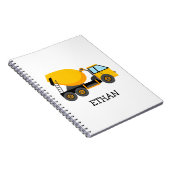 Carnet Camion de chantier mélangeur de ciment jaune Nom p (Côté Droit)