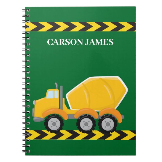 Carnet Camion de construction vert pour garçons personnal (Devant)