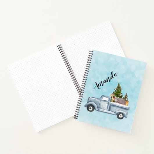 Carnet Camion de Noël avec pins et animaux de forêt (Intérieur)
