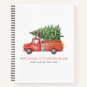 Carnet Camion de pompiers de Noël moderne personnalisé