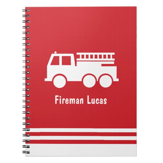 Carnet Camion de pompiers Little Boy avec le nom Red et B (Devant)