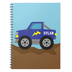 Carnet Camion Monstre Bleu de Course, pour Garçons