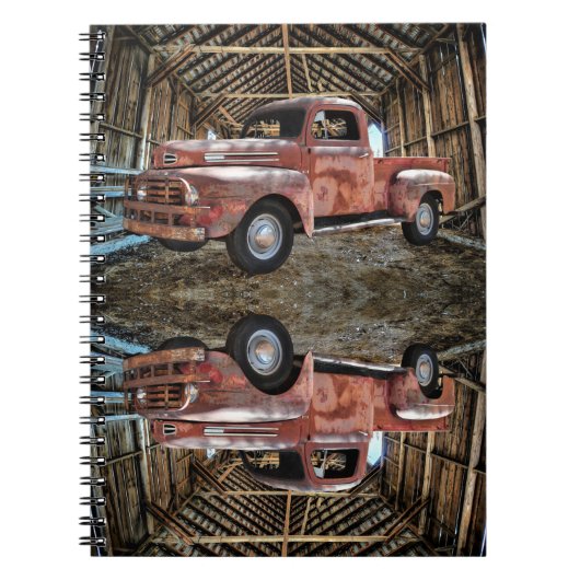 Carnet Camion Rouge Antique Dans Une Étoile Rustique (Devant)