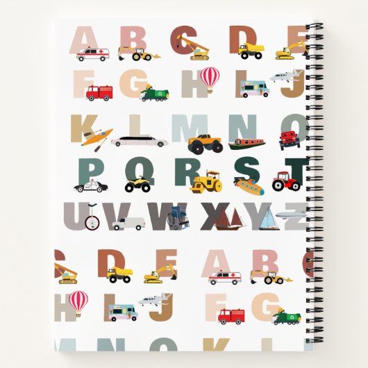Carnet Camions ABC de l'alphabet mignon, véhicules de tra (Dos)