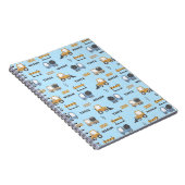 Carnet Camions de Construction Motif Bleu (Côté Droit)