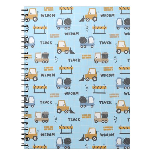 Carnet Camions de Construction Motif Bleu (Devant)