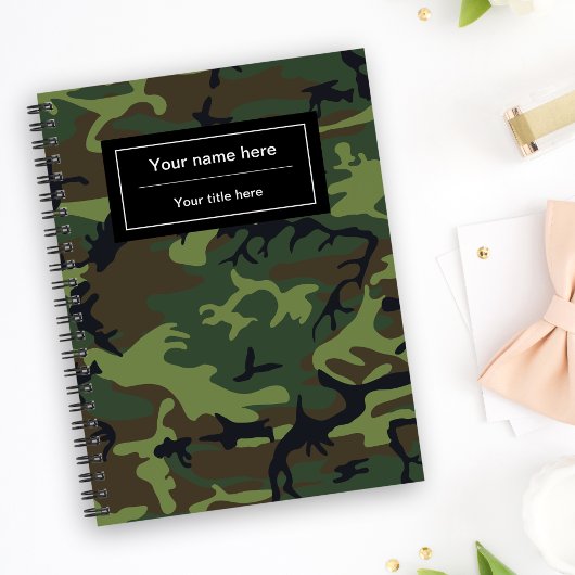 Carnet Camo Vert, Camouflage, Militaire, Armée