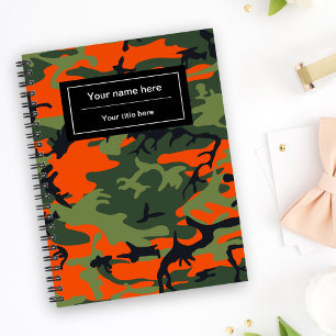 Carnet Camo Vert et Orange, Camouflage, Militaire, Armée