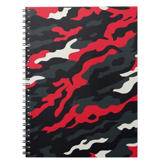 Carnet Camouflage blanc gris rouge Motif Camo (Devant)