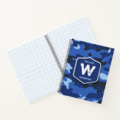 Carnet Camouflage bleu Camo Motif de l'armée Monogramme (Intérieur)
