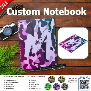Carnet Camouflage Camping Rose Voyage Personnalisé