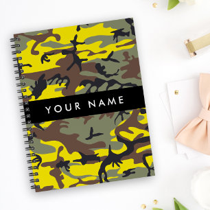 Carnet Camouflage jaune et Brown Votre nom Personnalisez