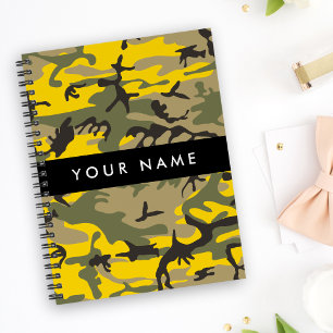 Carnet Camouflage jaune et vert Votre nom Personnalisez