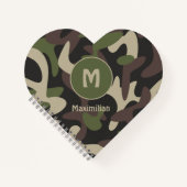 Carnet Camouflage militaire Vert Motif Brown Monogramme (Devant)