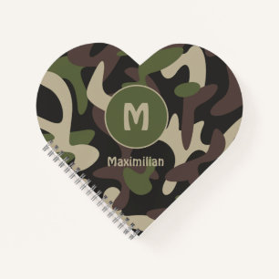 Carnet Camouflage militaire Vert Motif Brown Monogramme