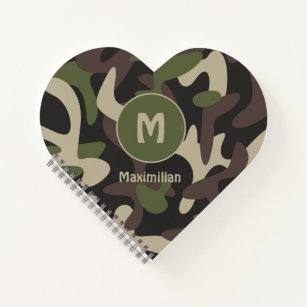 Carnet Camouflage militaire Vert Motif Brown Monogramme