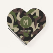 Carnet Camouflage militaire Vert Motif Brown Monogramme (Devant)