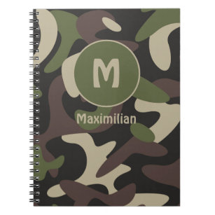 Carnet Camouflage militaire Vert Motif Brown Monogramme
