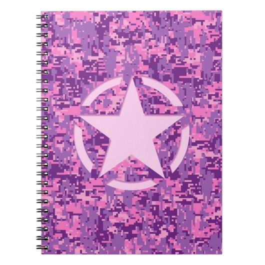 Carnet Camouflage numérique rose-chaud (Devant)