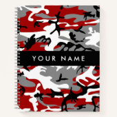 Carnet Camouflage rouge et gris Votre nom Personnaliser (Devant)