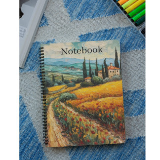 Carnet Campagne de Toscane sauvage dorée personnalisée
