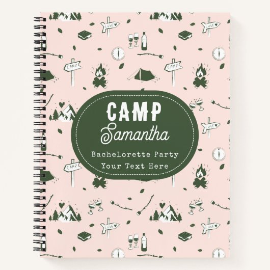 Carnet Camping Bachelorette Party Bach Weekend Pink Green (Devant)