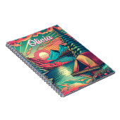 Carnet Camping vintage rose et Turquoise Personnalisé (Côté Droit)