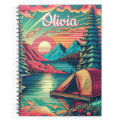 Carnet Camping vintage rose et Turquoise Personnalisé (Devant)