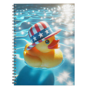 Carnet Canard En Caoutchouc Jaune Patriotique En Piscine